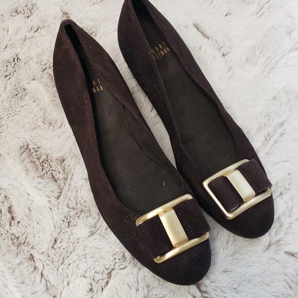 STUART WEITZMAN BROWN BUCKLE PLATFORM SIZE 7.5 - Picture 1 of 8